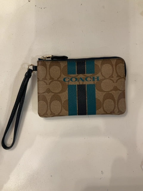 {{ClientCode}} BRN/TEAL COACH wristlet