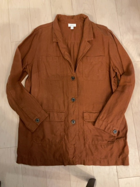 {{ClientCode}} TERRA COTTA J JILL LINEN JACKET, L