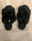 {{ClientCode}} BLACK EMU AUSTRALIA FUZZY SLIPPERS, 8