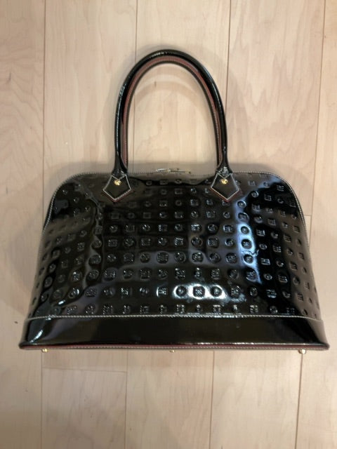 {{ClientCode}} BLACK Arcadia PATENT LEATHER DOME PURSE