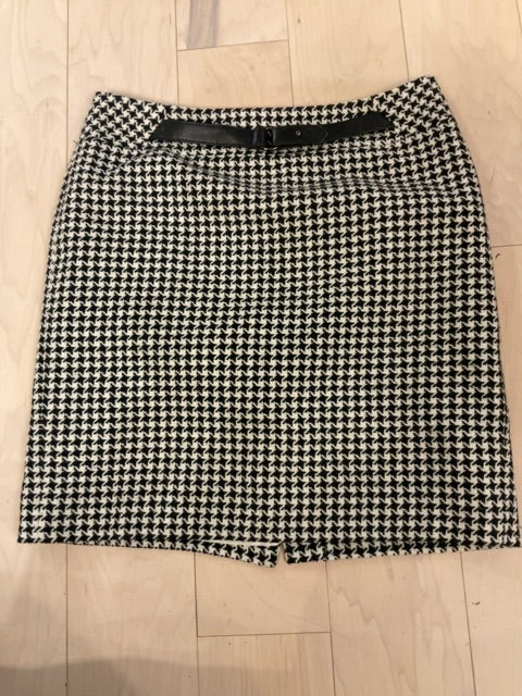 BLACK HOUNDSTOOTH LOFT WOOL PENCIL SKIRT 6p