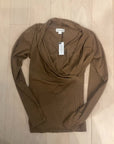 {{ClientCode}} Cocoa GRAHAM & SPENCER VELVET LONG SLEEVE WRAP SHIRT, L