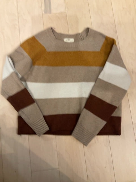 TAN STRIPE PINQUE SWEATER M