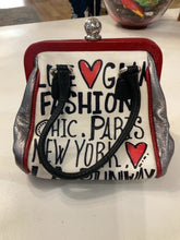 Load image into Gallery viewer, {{ClientCode}} Sil/red wht script BRIGHTON PURSE
