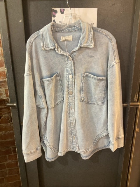 LIGHT BLUE Z SUPPLY KNIT DENIM JACKET S