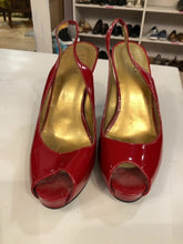 Load image into Gallery viewer, {{ClientCode}} RED GUESS PEEP TOE PUMPS, 7.5
