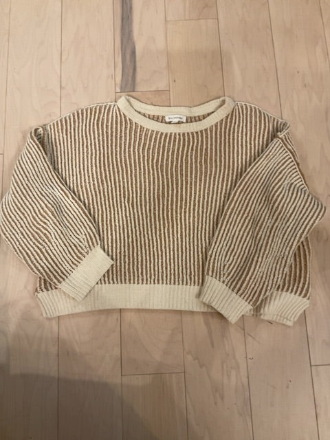 TAN/CREAM STRIPE BLU PEPPER SWEATSHIRT L