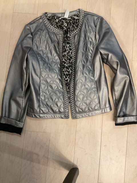 {{ClientCode}} SILVER CHICOS FAUX LEATHER JACKET, 0