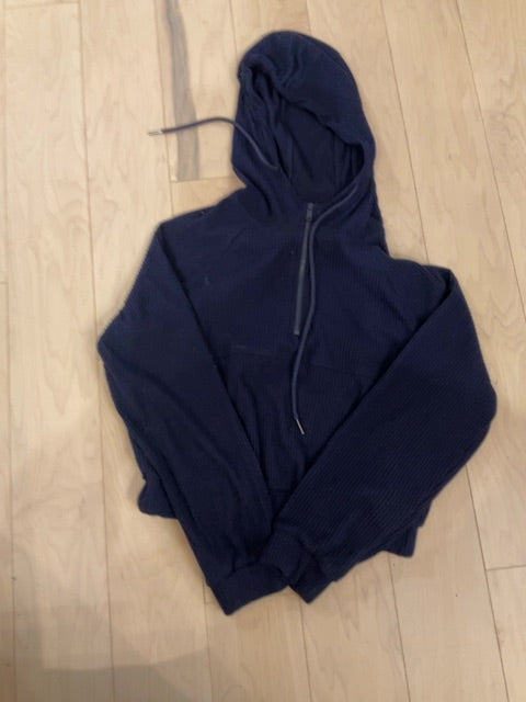 NAVY ZELLA CROP HOOD SWEATSHIRT S