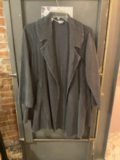 drk grey COLOR ME COTTON COURDEROY JACKET WITH WIDE LAPELS AND A BUTTON FRONT M