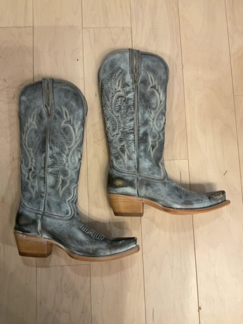 {{ClientCode}} GREY FREEBIRD COWBOY BOOTS, 8