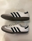 {{ClientCode}} WHT/BLK ADIDAS SAMBA SNEAKERS, 10.5