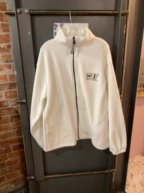 WHITE USA VINTAGE FLEECE ZIP UP SF JACKET XL
