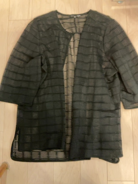 {{ClientCode}} BLACK MING WANG SHEER JACKET, 2X