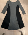 {{ClientCode}} GRY/BLK Karen Kane L/S COLORBLOCK DRESS, S