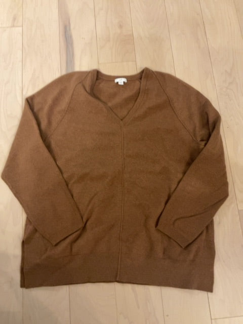 BROWN J JILL VNECK SWEATER L