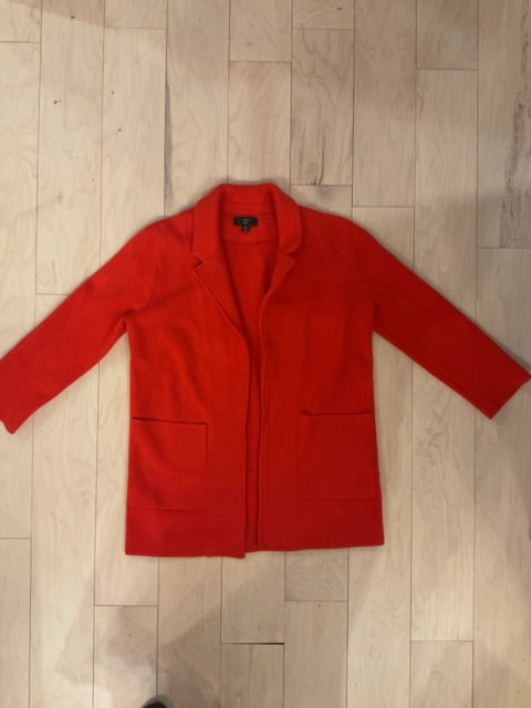 RED J CREW RED COLLARED CARDIGAN HALF SLEEVE XS