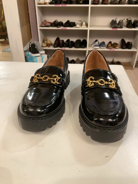 {{ClientCode}} BLACK CIRCUS CHUNKY LOAFERS, 6.5