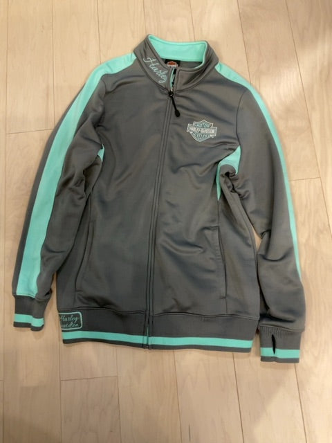 {{ClientCode}} Grey/teal HARLEY DAVIDSON TRACK JACKET, XL