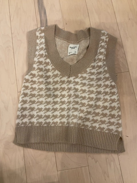 TAN/CREAM ABERCROMBIE Sweater vest S