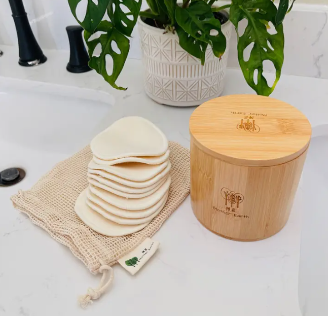 Bamboo Storage Box with Hemp + Cotton Rounds