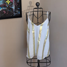 Load image into Gallery viewer, V Neck Spaghetti Tank Top - Gold and Ivory
