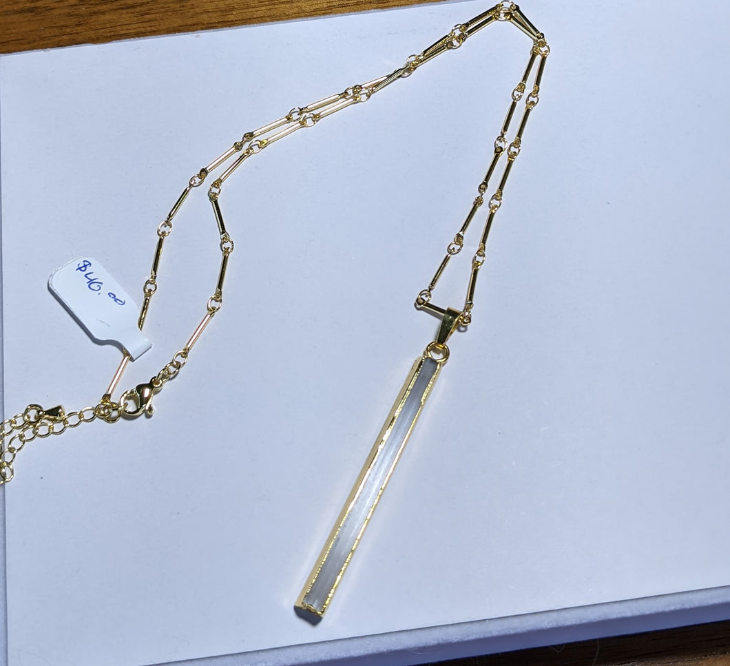 White Selenite Crystal Gold plated Necklace