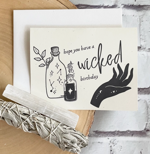 &quot;Hope you have a wicked birthday&quot; Recycled Material Greeting Card